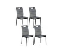 - Lot de 4 Chaises de salle à manger effet velours et métal - Gris - Dina