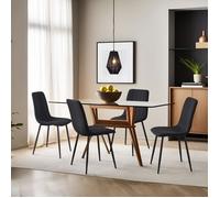 [en.casa] Lot de 4 Chaises de Salle à Manger Capitonnées Set de 4 Fauteuils Confortables Capacité de Charge 120 kg Hauteur d'Assise 50 cm Acier Polyester 89 x 43 x 52 cm Noir