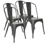 lot de 4 chaises de salle à manger empilables métal design industriel gris foncé