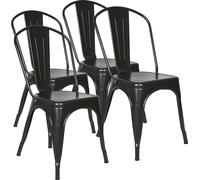 lot de 4 chaises de salle à manger empilables métal design industriel noir