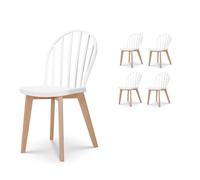 Lot de 4 chaises de salle à manger EMY blanches avec pieds en bois