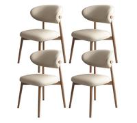 Lot de 4 chaises de salle à manger en bois massif avec dossier en cuir PU, grande capacité de charge, idéales pour restaurant, salon, hôtel, chambre à coucher, noyer clair et kaki clair