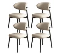 Lot de 4 chaises de salle à manger en bois massif avec dossier en cuir synthétique - Grande capacité de charge, idéales pour restaurant, salon, hôtel, chambre à coucher (noir + kaki clair)