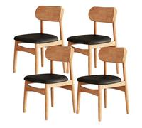 Lot de 4 chaises de salle à manger en bois massif avec dossier monobloc en mousse HighDe Idéal pour la cuisine, le restaurant et l'hôtel UseLog & Noir H