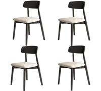Lot de 4 chaises de salle à manger en bois massif, simples et polyvalentes, idéales pour salle à manger, salon et coiffeuse, sans accoudoirs avec dossier, cadres modernes blancs et noirs, 4 pièces
