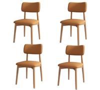 Lot de 4 chaises de salle à manger en bois massif, style minimaliste moderne, dossier rembourré, design sans accoudoirs, parfaites pour la salle à manger et la chambre à coucher, solution d'assise