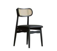Lot de 4 chaises de salle à manger en rotin PU sans accoudoirs - Design moderne pour salon et cuisine - Élégantes et confortables - Parfaites pour la décoration de la maison