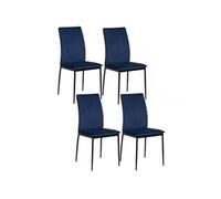 Lot de 4 chaises de salle à manger en tissu et métal Bleu, L. 43.5 x l. 53 x H. 92 cm, JULIA