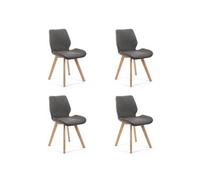 Lot de 4 chaises de salle à manger en tissu SJ.0159 Gris Marron