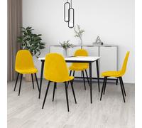 Lot de 4 chaises de salle à manger en velours jaune moutarde avec pieds en métal thermolaqué