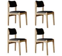 Lot de 4 chaises de salle à manger ergonomiques modernes du milieu du siècle, rembourrées en cuir synthétique résistant aux rayures, cadre en bois de chêne pour la décoration de la cuisine e