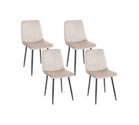 Lot de 4 chaises de salle à manger HAVRE Velours Beige