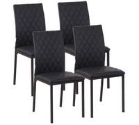 HOMCOM Lot de 4 chaises de Salle à Manger Modernes, chaises de Cuisine rembourrées, capitonnage rhombique et Pieds en métal, pour Salon, Maison, Noir