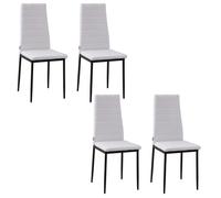 Lot de 4 chaises de salle à manger - HOMCOM - dossier haut - pieds en métal et tissu en lin - 41x50x97cm - blanc