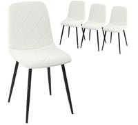 HOMCOM Lot de 4 chaises de Salle à Manger, chaises de Cuisine rembourrées avec Dossier Haut, Pieds en Acier et Tissu Effet Velours, pour Salon, Chambre, Cuisine, crème