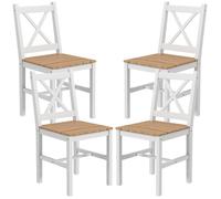 HomCom – Chaises de salle à manger – style maison de campagne – bois naturel et blanc – Lot de 4