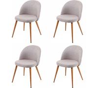 lot de 4 chaises de salle à manger HWC-D53, chaise de cuisine, design rétro années 50, tissu/textile ~ gris clair