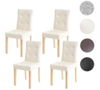 4x chaise de salle à manger HWC-E58, fauteuil similicuir crème, pieds clairs