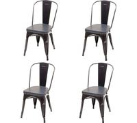 4X Chaise de Salle à Manger HWC-H10e,métal,Similicuir Chesterfield,gastronomie,Design Industriel - Noir-Gris
