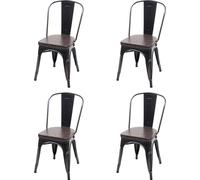 4X Chaise de Salle à Manger HWC-H10e,métal,Similicuir Chesterfield,gastronomie,Design Industriel - Noir-Marron