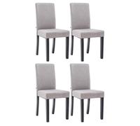 Lot de 4 Chaises de salle à manger Ina en Tissu avec Dossier Haut et Pieds en Bois , Gris clair-Noir