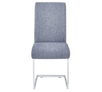 Lot de 4 chaises de Salle à Manger Leticia piètement en métal chromé et revêtement en Tissu Gris
