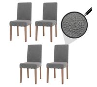 Lot de 4 chaises de salle à manger Littau Bouclé bois gris, pieds couleur naturelle