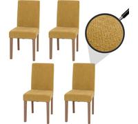 Lot de 4 chaises de salle à manger Littau jaune pieds couleur naturelle