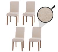 Lot de 4 chaises de salle à manger Littau crème pieds couleur naturelle