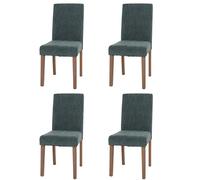 Lot De 4 Chaises De Salle À Manger Littau, Chaise De Cuisine À Dossier Haut, Tissu/Textile Chenille Bois Vert, Pieds Couleur Naturelle Multicolore