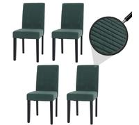 Lot De 4 Chaises De Salle À Manger Littau, Chaise De Cuisine À Dossier Haut, Tissu/Textile Velours Bois Vert, Pieds Foncés Multicolore