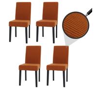 Lot de 4 chaises de salle à manger Littau Cordon de bois terracotta, pieds foncés