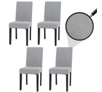 Lot de 4 chaises de salle à manger Littau Cordon de bois gris clair, pieds foncés