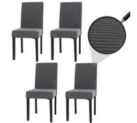 Lot de 4 chaises de salle à manger Littau Cordon de bois gris foncé, pieds foncés