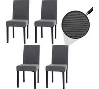 Lot de 4 chaises de salle à manger Littau Cordon de bois gris foncé, pieds foncés