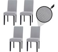 Lot de 4 chaises de salle à manger Littau Cordon de bois gris clair, pieds foncés