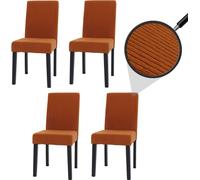 Lot de 4 chaises de salle à manger Littau Cordon de bois terracotta, pieds foncés