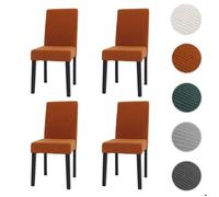 Lot De 4 Chaises De Salle À Manger Littau, Chaise De Cuisine À Dossier Haut, Tissu/Textile Velours Bois Terracotta, Pieds Foncés Multicolore