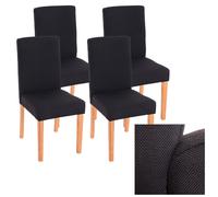 Lot De 4 Chaises De Salle À Manger Littau, Tissu, Noir, Pieds Clairs Noir