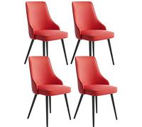 Lot de 4 chaises de salle à manger modernes à dossier haut en simili cuir imperméable avec pieds en métal, idéales pour cuisine, salon, salle à manger, siège de bar élégant
