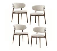 Lot de 4 chaises de salle à manger modernes avec pieds en bois, chaise d'appoint en tissu confortable rembourrée pour cuisine, coiffeuse, salon (couleur : beige)