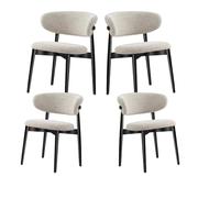 Lot de 4 chaises de Salle à Manger Modernes du Milieu du siècle, en Bois Massif avec Coussin en Lin et Dossier incurvé, siège rembourré, chaises de Cuisine Confortables - Noir