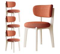 Lot de 4 chaises de salle à manger modernes du milieu du siècle en tissu élégant avec pieds en bois pour décoration de cuisine et de salon