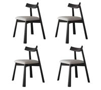 Lot de 4 chaises de salle à manger modernes en bois avec revêtement en tissu, style milieu du siècle, forte capacité de charge, idéal pour la cuisine et le salon, finition noire, durable et élégant.