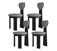Lot de 4 chaises de salle à manger modernes en bois massif du milieu du siècle avec coussins en cuir et dossiers d'amour - Élégantes pour cuisine, salle à manger, salon, chambre à coucher, bureau