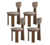Lot de 4 chaises de salle à manger modernes en bois massif du milieu du siècle, coussins en cuir, noyer et kaki foncé, parfaites pour la cuisine, la salle à manger, la chambre à coucher.