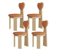Lot de 4 chaises de salle à manger modernes en bois massif du milieu du siècle - Coussins ergonomiques en cuir et dossiers d'amour pour cuisine, salle à manger, salon, chambre à coucher, bureau