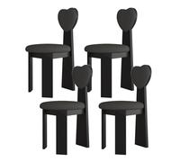 Lot de 4 chaises de salle à manger modernes en bois massif du milieu du siècle - Sièges confortables rembourrés en cuir avec dossier d'amour pour cuisine, salle à manger, salon, salle d'étude (noir)