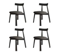 Lot de 4 chaises de salle à manger modernes en bois massif sans accoudoirs, style nordique, polyvalentes, pour salle à manger, salon, étude et hôtel, finition noire élégante avec cadre robuste