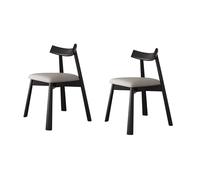 Lot de 4 chaises de salle à manger modernes en bois, tissu capitonné, style milieu du siècle, forte capacité de charge, idéal pour la cuisine et le salon, finition noire
